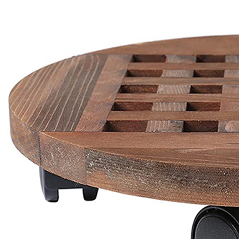 Giá Đỡ Chậu Hoa Bằng Gỗ 25Cm Có Bánh Xe Đẩy Và Bánh Xe Tiện Dụng