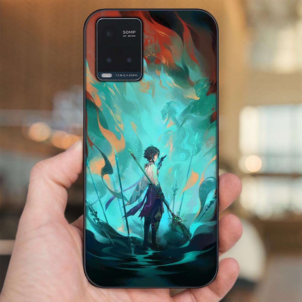 Ốp lưng Vivo Y21s, Y33s viền đen in hình Xiao Genshin Impact