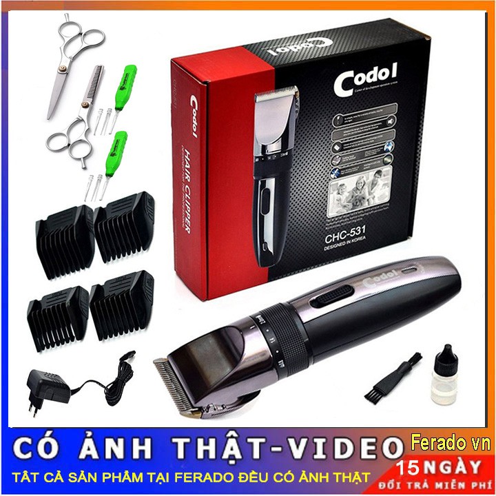Tông Đơ Cắt Tóc Codol 531 chuyên cát tóc gia đình và cho trẻ em, Máy hớt tóc nam và cho bé kèm phụ kiện FERADO