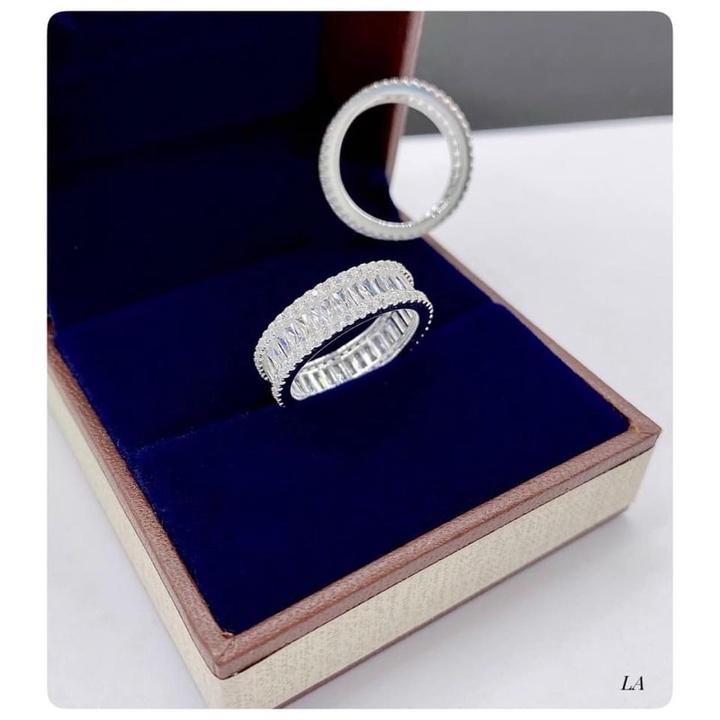 Nhẫn nữ THJ - Nhẫn tròn nữ nạm full đá sáng đẹp sang trọng chuần bạc ta
