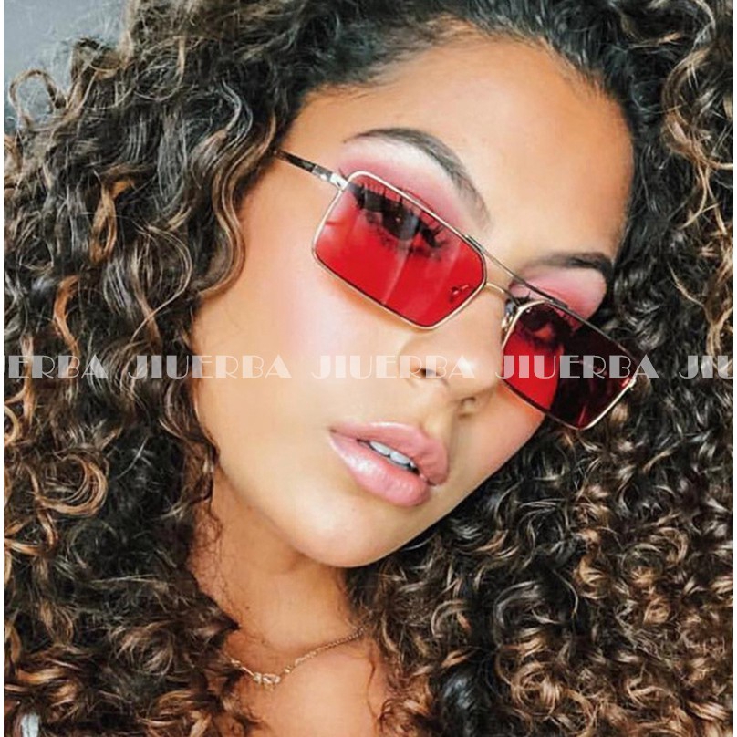 Kính mát UV400 gọng vuông bằng kim loại thời trang thịnh hành cho nam và nữ