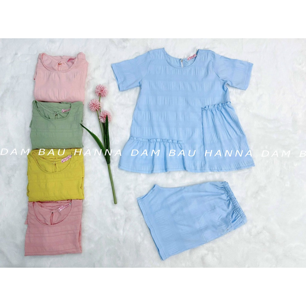 [HANNA] Đồ bộ bầu big size 80KG vải cotton cao cấp thoáng mát mùa mè không nhăn quần đùi có thun điều chỉnh bụng