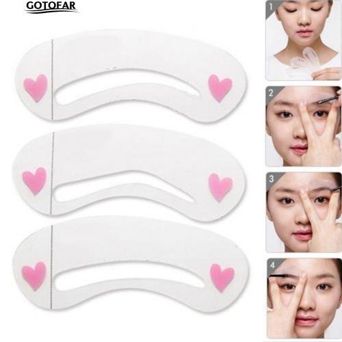 (Hàng Mới Về) 1 Set 3 Thẻ Khuôn Vẽ Lông Mày Hỗ Trợ Trang Điểm Siêu Bền
