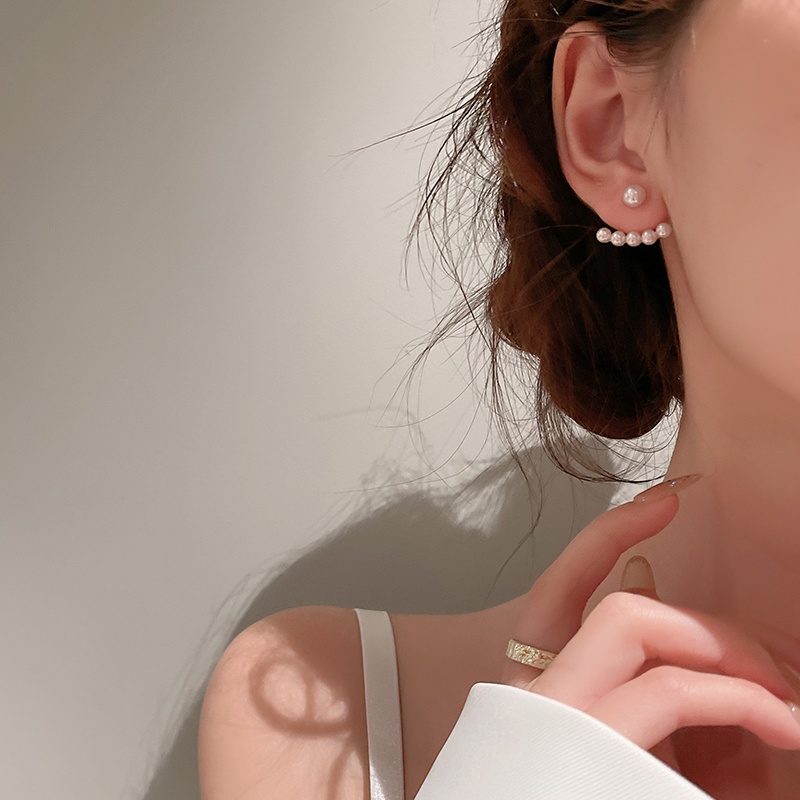 Bông tai AY đính ngọc trai nhân tạo phong cách thời trang cho nữ