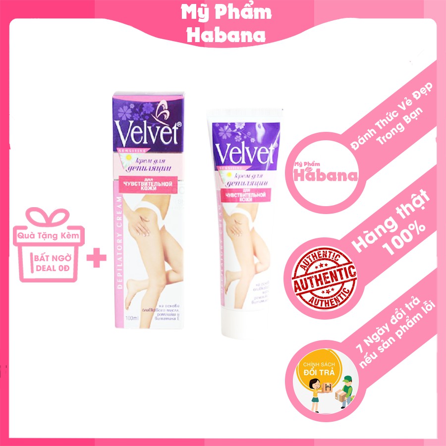 Kem Tẩy Lông VELVET NGA Chính Hãng Tẩy Lông Sạch Sẽ Không Gây Đau Đớn Dùng Được Cho Mọi Vùng Da (100ml)