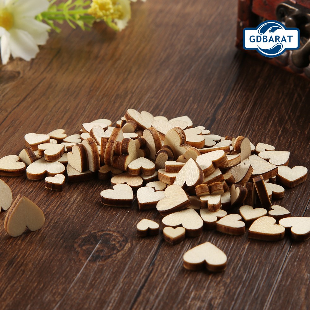 Set 100 Nút Gỗ Hình Trái Tim Nhiều Màu Sắc Dùng Để Trang Trí Diy Tiện Dụng