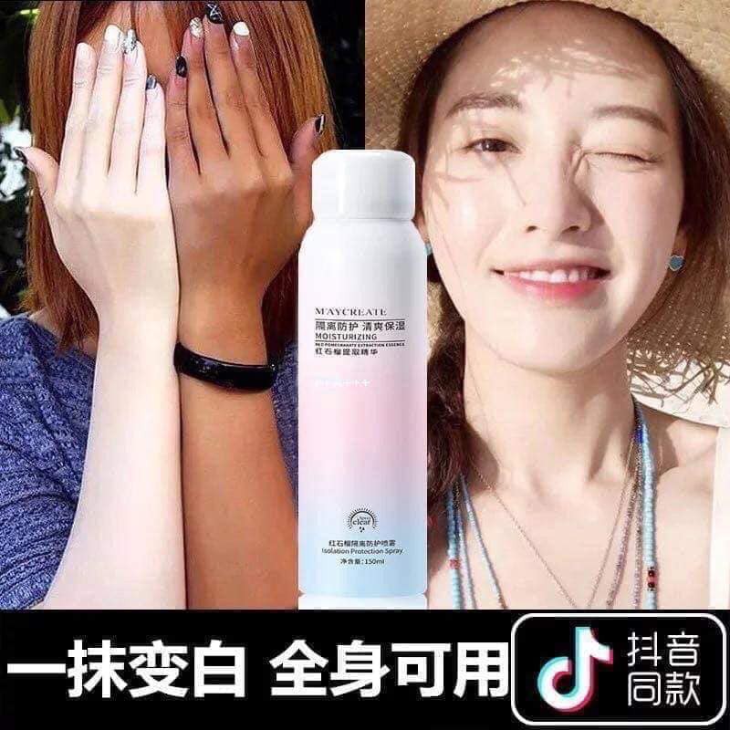 Xịt Chống Nắng Trắng Da Maycreate cho face và body 150ml Spf 35 +++