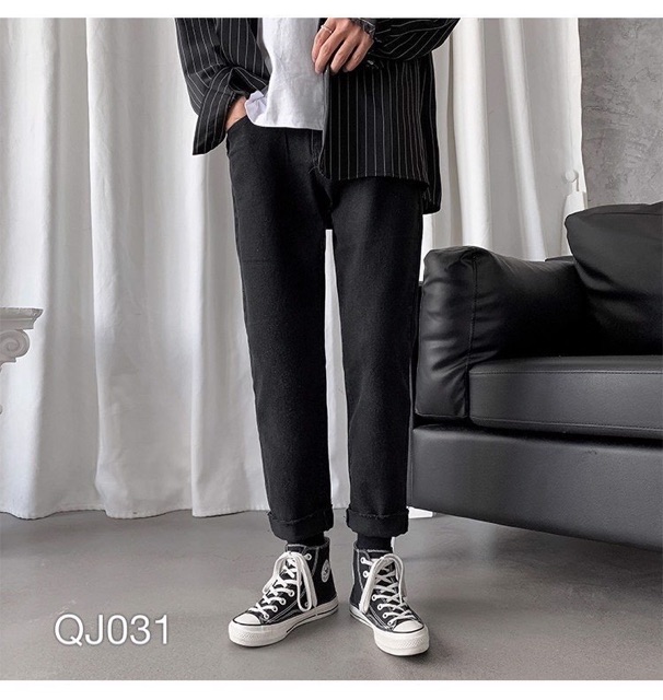 [Mã SKAMCLU7 giảm 10% Tối Đa 50K đơn 0Đ] QJ031 - QUẦN JEAN BAGGY NAM ĐEN XÃ LAI