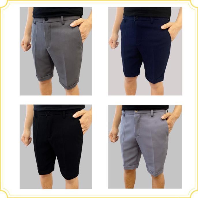 Quần vải nam cao cấp kiểu quần short ngắn, ống bó vừa (QAST-7 màu) chất vải co giãn 4 chiều thoải mái ་