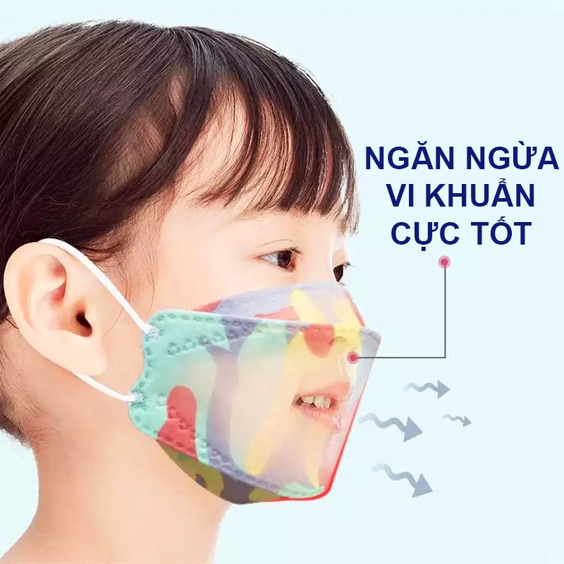 Khẩu Trang Cho Bé 4D KF94 Long Hưng Nhiều Họa Tiết Công Nghệ Hàn Quốc Dành Cho Bé (10 chiếc)