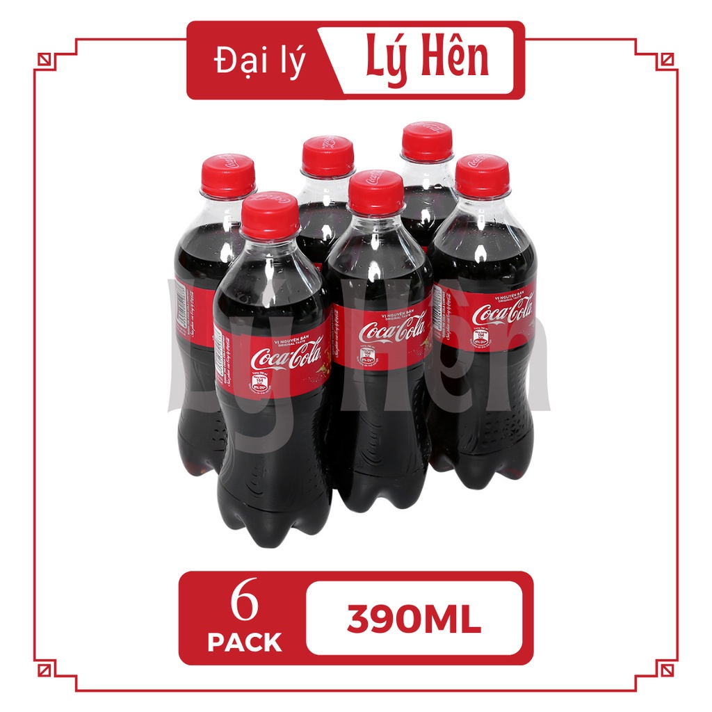 Lốc 6 chai Nước Ngọt Có Gas Coca Cola Soft Drink Chai Nhựa PEP 390ml Date Luôn Mới