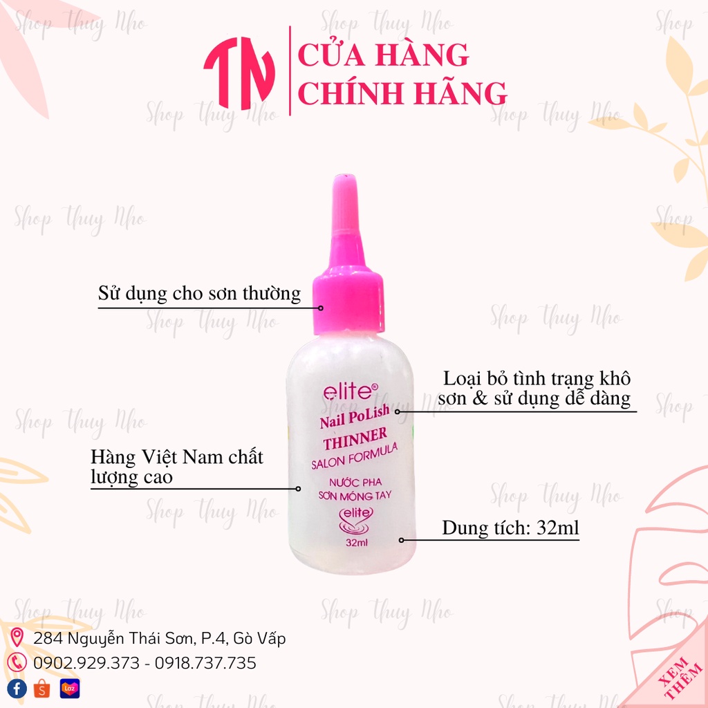 Nước pha sơn móng tay Elite cao cấp dành cho sơn thường - 32ml dụng cụ làm móng tay nghệ thuật chuyên nghiệp nail