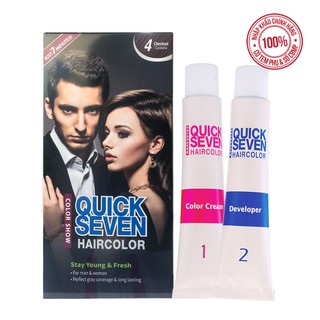 Nhuộm phủ bạc nhanh 7 phút QUICK SEVEN S4 Nâu hạt dẻ Hàn Quốc (60g + 60g)