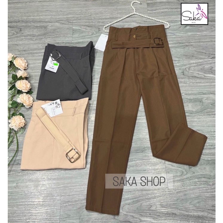 Quần tây nữ công sở có kèm dây nịt khoá sắt vải dày