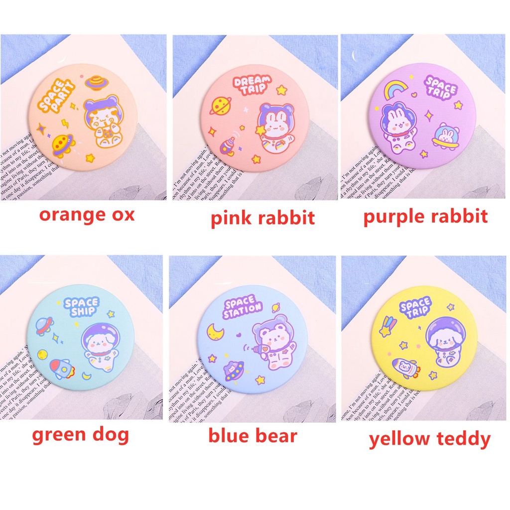 [Hàng mới về] Gương trang điểm mini hình tròn nhỏ nhắn bền chắc tiện lợi khi đi du lịch họa tiết hoạt hình cho bé gái