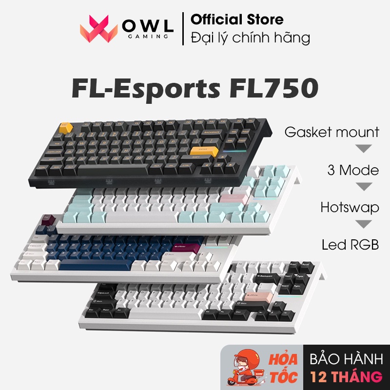 Bàn phím cơ FL-Esports FL750 Marshmallow / Polar Night / White Ovilian / Metal Heart (Gasket mount / 3 Mode)