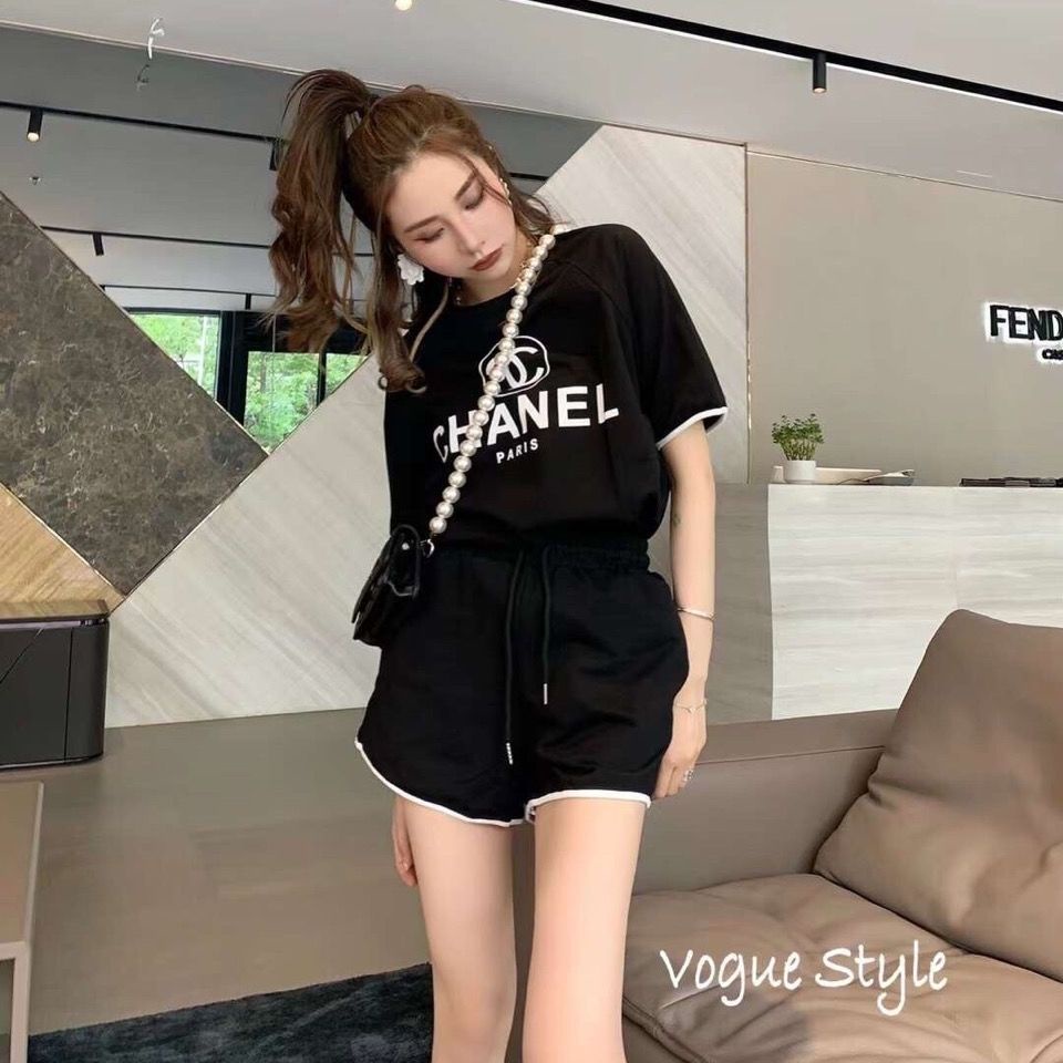 Bộ Đồ Thể Thao Ngắn Tay In Chữ C Thời Trang Mùa Hè Năm 2021 Dành Cho Nữ