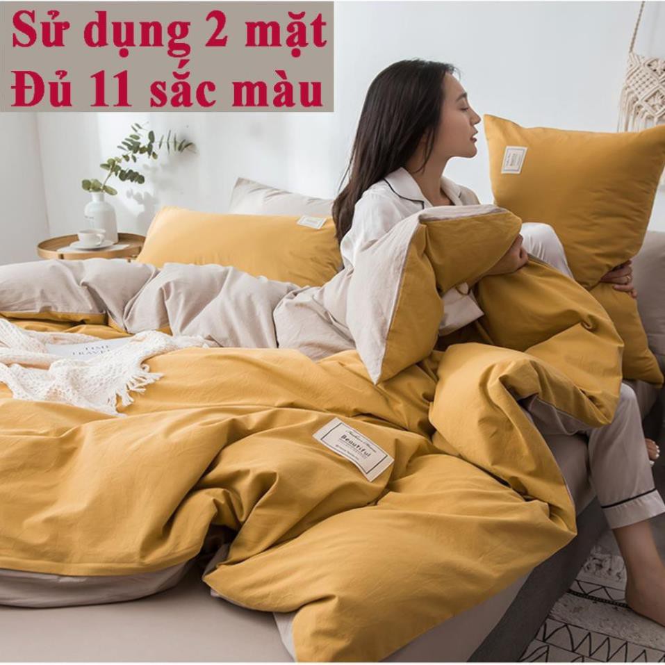 Bộ chăn ga cotton đũi vnxk cao cấp nhập khẩu Hàn Quốc đủ size đủ màu (không kèm ruột)