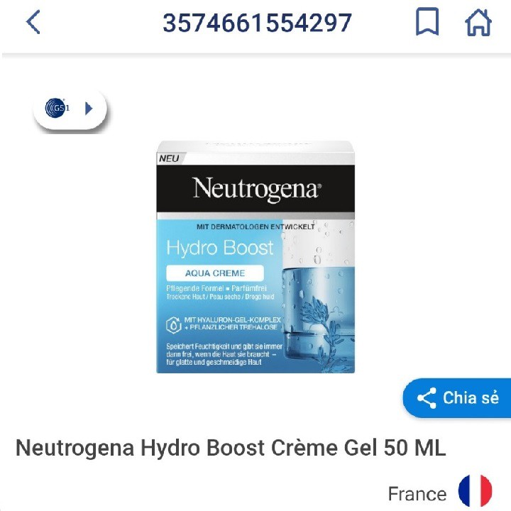 Kem dưỡng ẩm Neutrogena Hydro Boost Gel Cream, Water Gel Moisturiser 50ml Date Mới