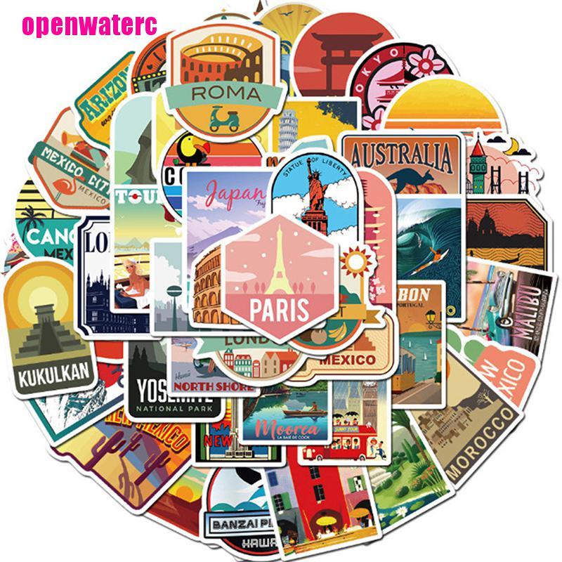 Bộ 50 Miếng Dán Vali Du Lịch Chống Thấm Nước Họa Tiết Hoạt Hình Graffiti
