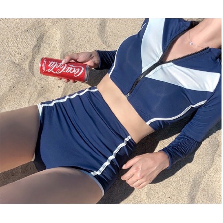 Đồ bơi nữ Bikini hai mảnh dài tay khóa kéo dáng quần đùi kín đáo VATIXA BKN98