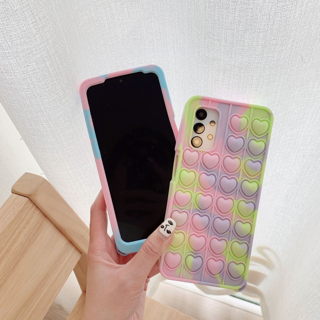 Ốp silicone nhấn bong bóng giảm căng thẳng cho Samsung Galaxy A50 A50S A30S A11 A12 A20 A30 A21 A31 A51 A71 A32 A10E A01 S20 S21 Note 9 10 20 Utlra S20 S8 S9 S10 Plus
