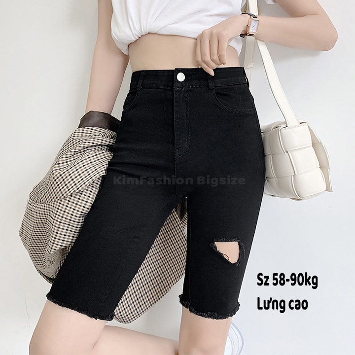 Quần biker bigsize Kita Fashion,quần ngố bigsize cạp lưng cao co giãn 58-90kg NDD04-1