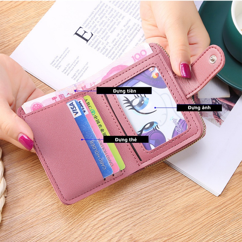 Ví nữ cầm tay mini ngắn đẹp cute nhiều ngăn bỏ túi nhỏ gọn thời trang Hàn Quốc cao cấp giá rẻ JOLITA VN32