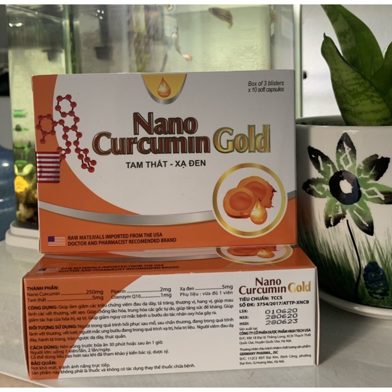 Nano Curcumin Gold - Giúp giảm các triệu chứng viêm loét dạ dày, tá tràng, thượng vị, hang vị