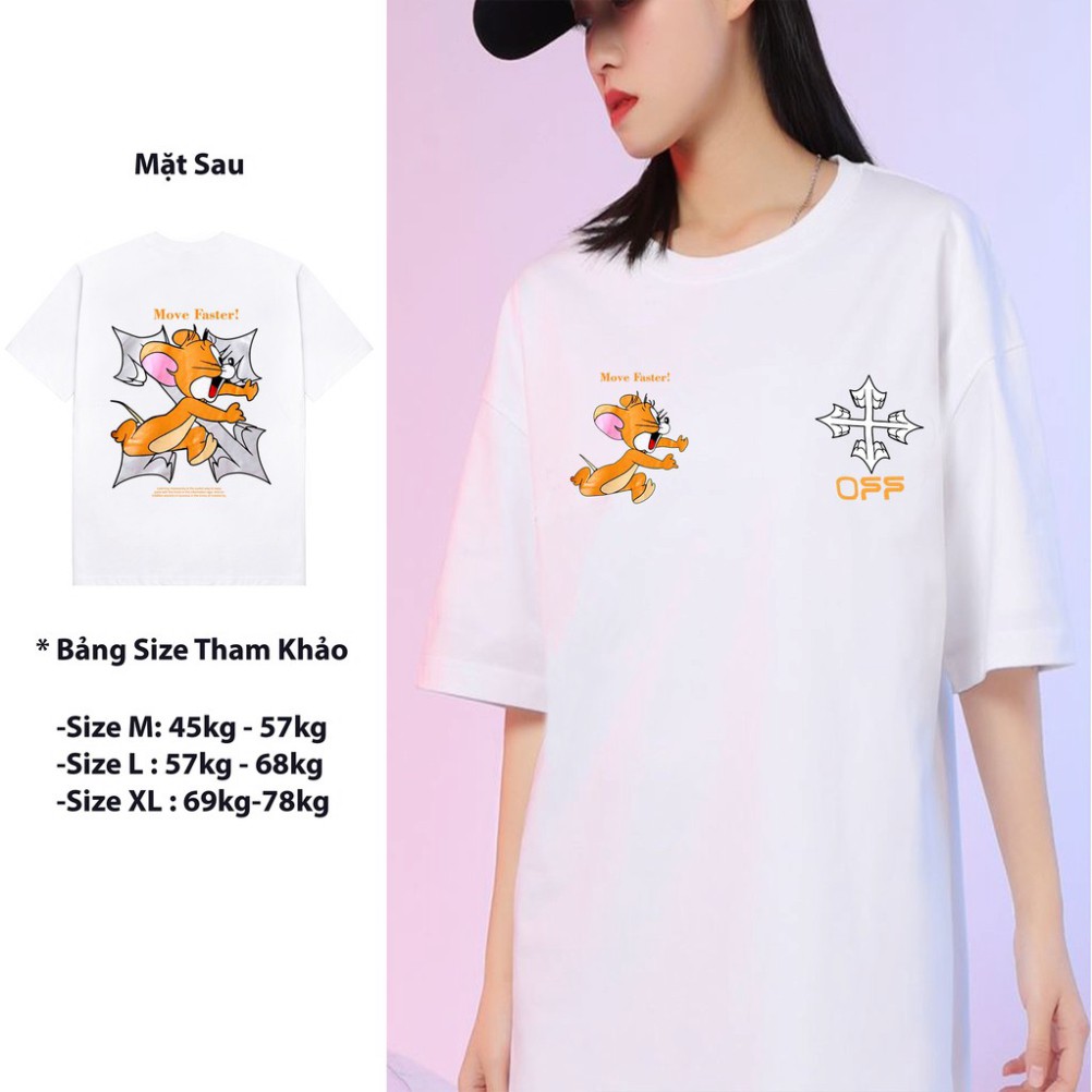 [ ẢNH THẬT + ĐỦ SIZE ] ÁO THUN, ÁO PHÔNG TAY LỠ UNISEX FORM RỘNG OVERSIZE CHUỘT OFF WHITE FREESHIP M157