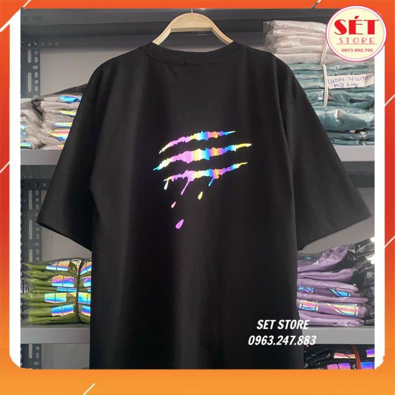 FREESHIP 50K - Áo phông nam nữ Form rộng,unisex in phản quang 3sọc chéo ĐẸP -3 màu Đen,Trắng,Đỏ -Setstore - AT025