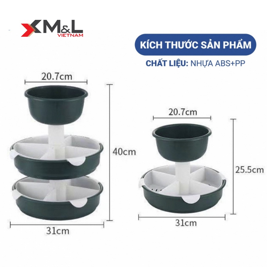 Khay lẩu đựng thức ăn, hoa quả  đa năng M&L xoay 360 độ nhiều ngăn phân loại thực phẩm