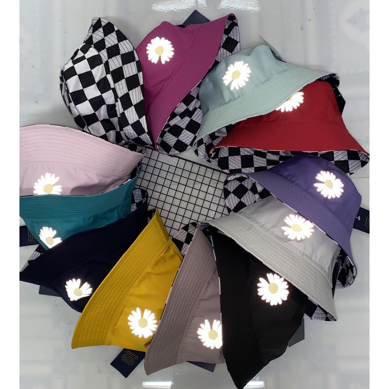 NÓN VÀNH CỤP PHẢN QUANG - HOA CÚC CARO ĐỘI 2 MẶT