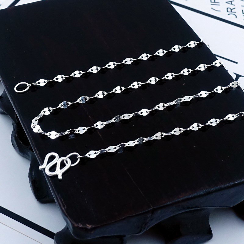 M clasp 【Còn hàng】 100% Bạc 925 Vòng cổ Dây chuyền mỏng 14-24 inch đóng dấu .925 Phụ nữ Món quà trang sức thời trang Hàn Quốc