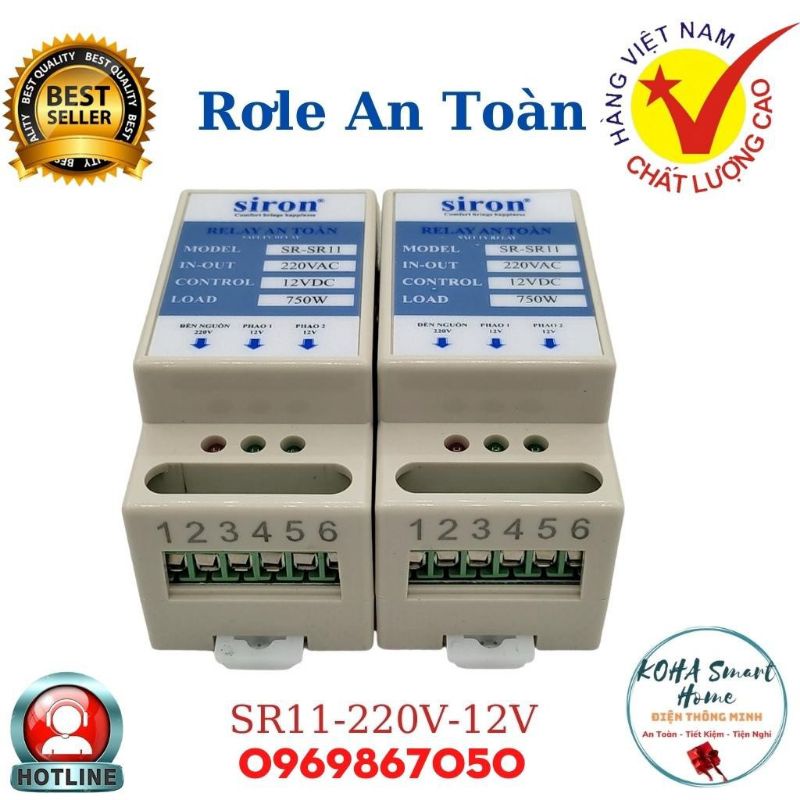 Role an toàn chuyển nguồn phao điện 12V dạng thanh ray Siron SR-SR11 chống giật, rò rỉ điện - HÀNG CHÍNH HÃNG