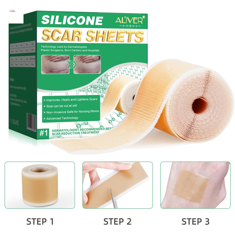 [Hàng mới về] Miếng dán xóa mờ sẹo bằng gel silicone tái sử dụng ALIVER
