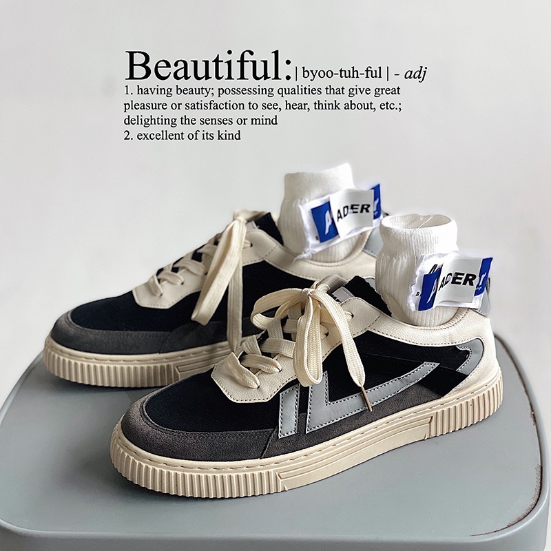 Giày thể thao vải canvas cổ thấp thời trang phong cách hồng kông cho nam 2021