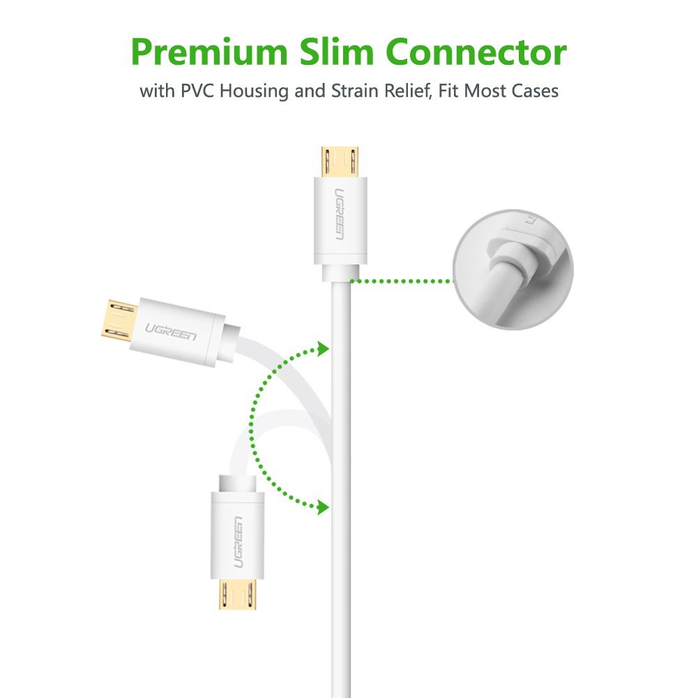 Dây Micro USB 2.0 sang USB mạ vàng dài 25CM chính hãng UGREEN US125