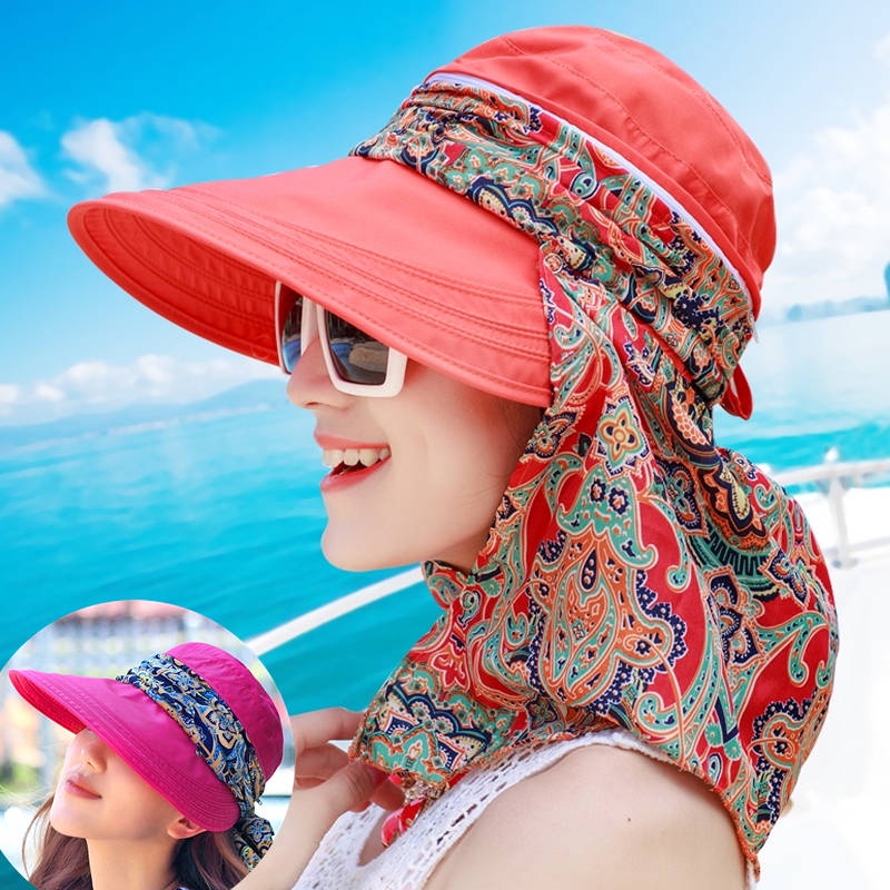 Nón Chống Nắng Kèm Khăn Che Mặt Chống Tia Uv Phong Cách Hàn Quốc Thời Trang Mùa Hè Cho Nữ