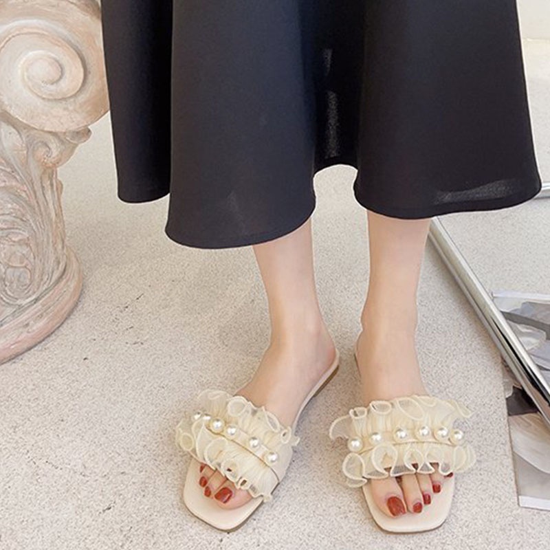 Dép Nữ Đế Bằng Hở Ngón Thời Trang Phong Cách Hàn Quốc Cá Tính