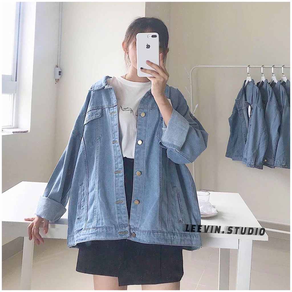 Áo Khoác Jean Unisex Outfits Nam Nữ Form Rộng (Kèm hình thật + Video) - Áo khoác bò Leevin Store