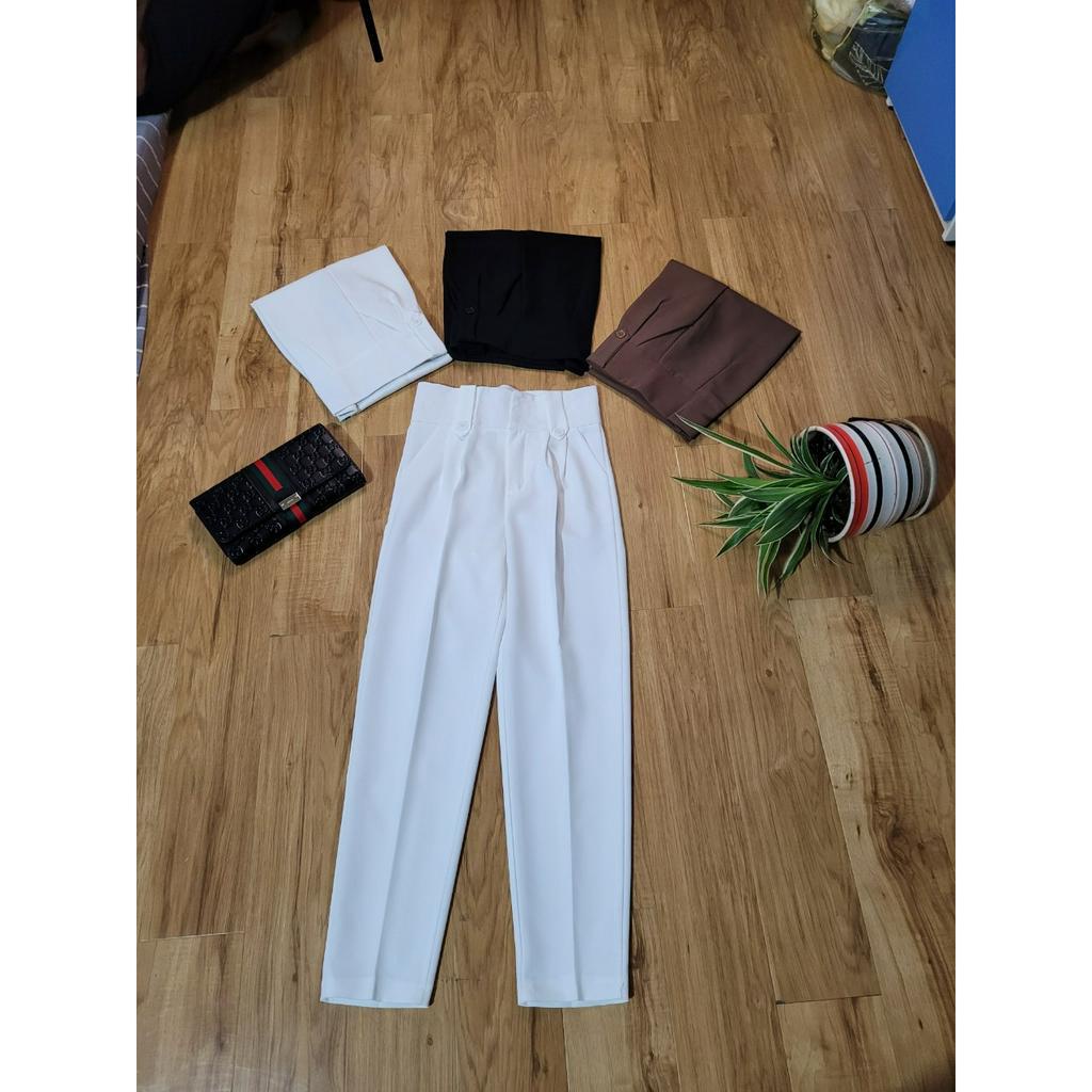 Quần Baggy quần tây công sở nữ lưng cao đai đỉa bản to dáng dài chất tuyết mưa dày đẹp