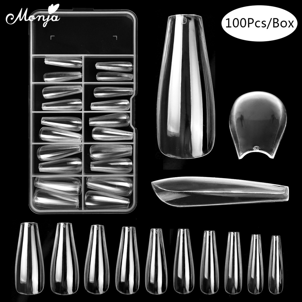 MONJA Bộ 100 Hoặc 120 Móng Tay Giả Trong Suốt Mờ Siêu Mỏng
