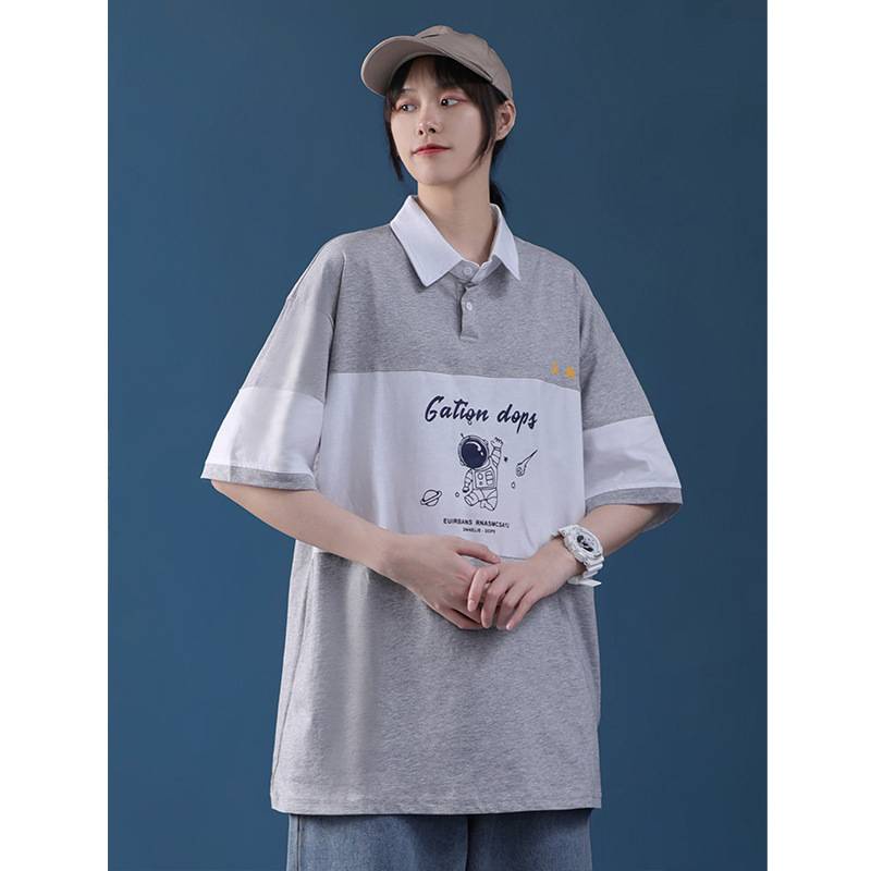 Japanese POLO shirt short sleeve T-shirt female loose student Korean version 2021 new women's design men and women clothes