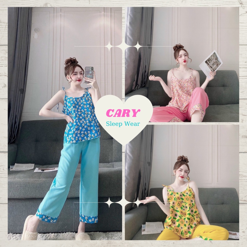 Bộ ngủ lụa tay cánh tiên phối ren nhiều màu đơn giản siêu xinh mềm mịn CARY
