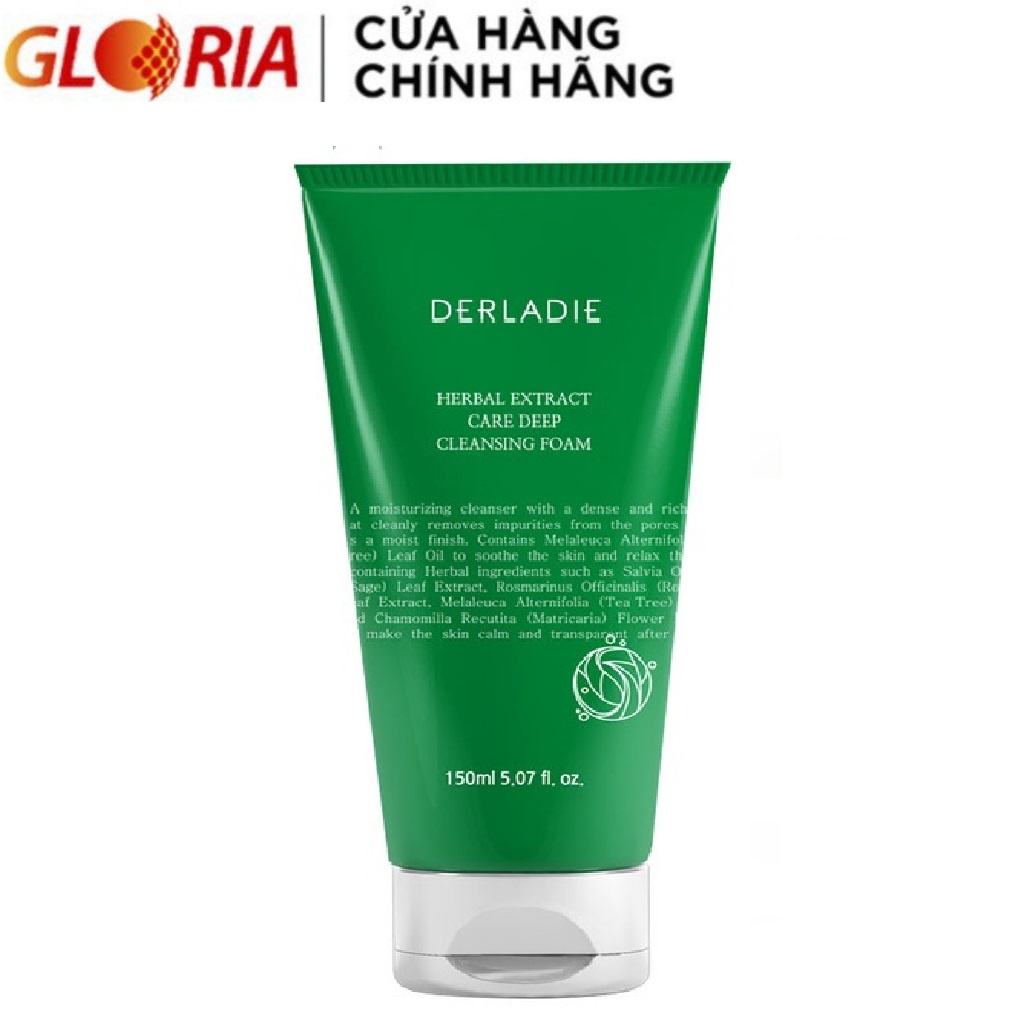 Sữa Rửa Mặt Tràm Trà Sạch Sâu, Kiềm Dầu Derladie Herbal Extract Care Deep Cleansing Foam 150ml