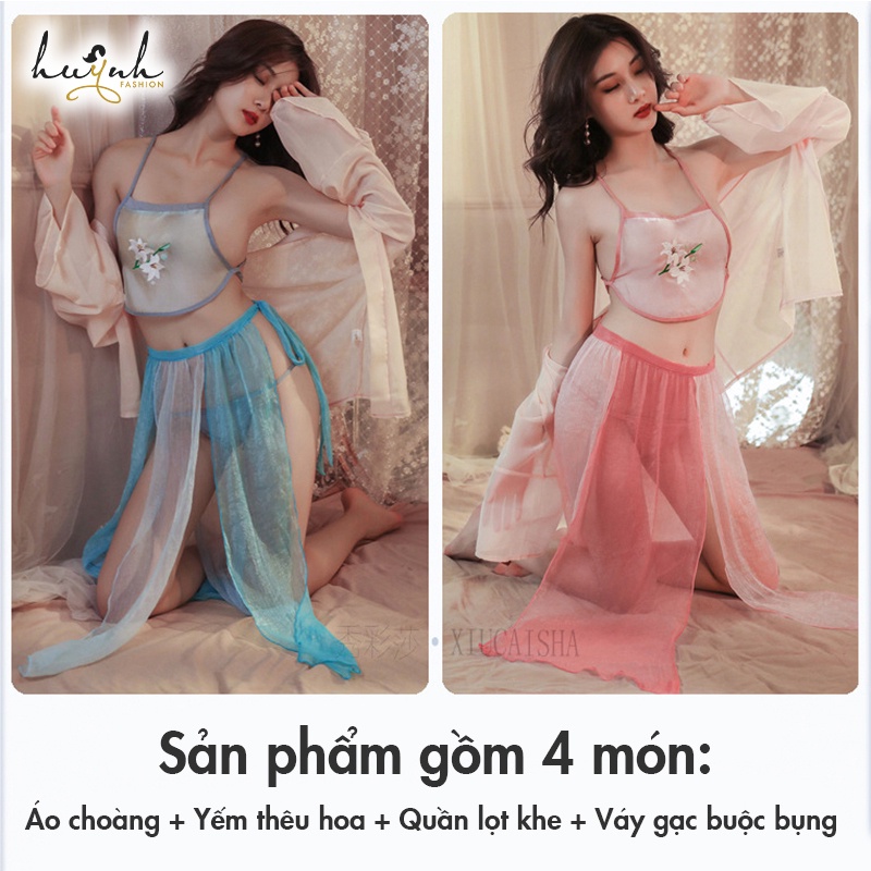 Đồ Hóa Trang Áo Choàng Kèm Yếm Xuyên Thấu Cổ Trang Trung Hoa Sexy Chinese Hanfu Cosplay - CO18