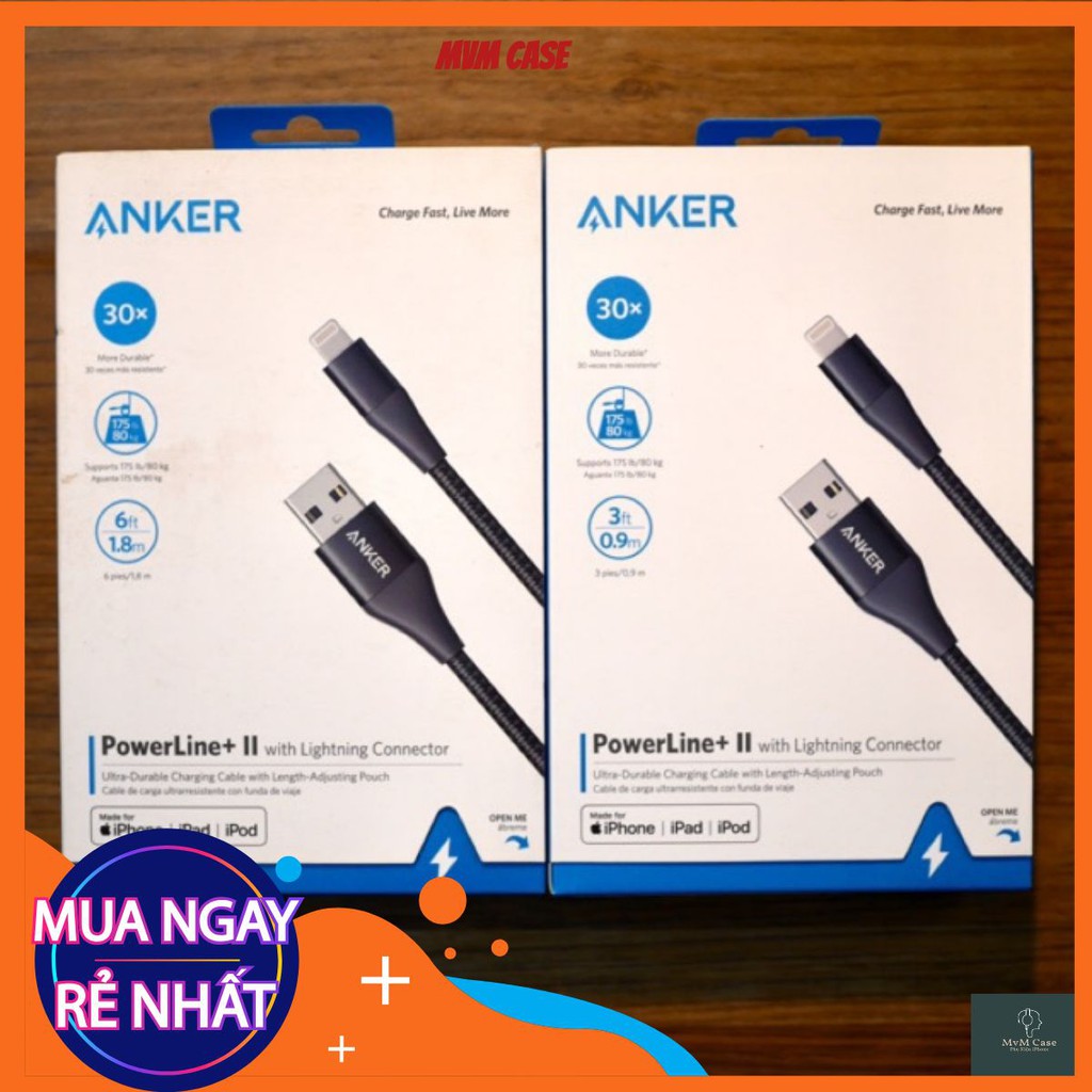 Cáp siêu bền lightning Anker Powerline+ 2 0.9m A8452 - 1.8m A8453 và cáp Powerline Select+ A8012