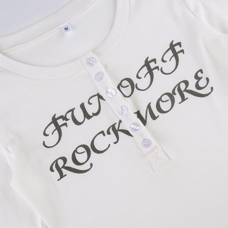 Áo Sơ Mi Dài Tay Cổ Chữ U In Chữ Thời Trang Dành Cho Nữ