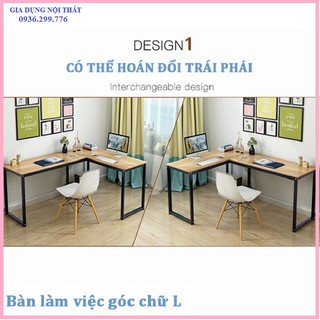 Bàn làm việc chữ L 120x100x50 chân thẳng có thể đảo chiều - Bàn học - Bàn chữ L